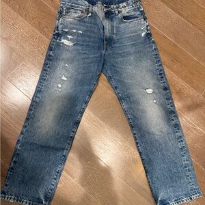 R13 Blue Straight Distressed Jeans